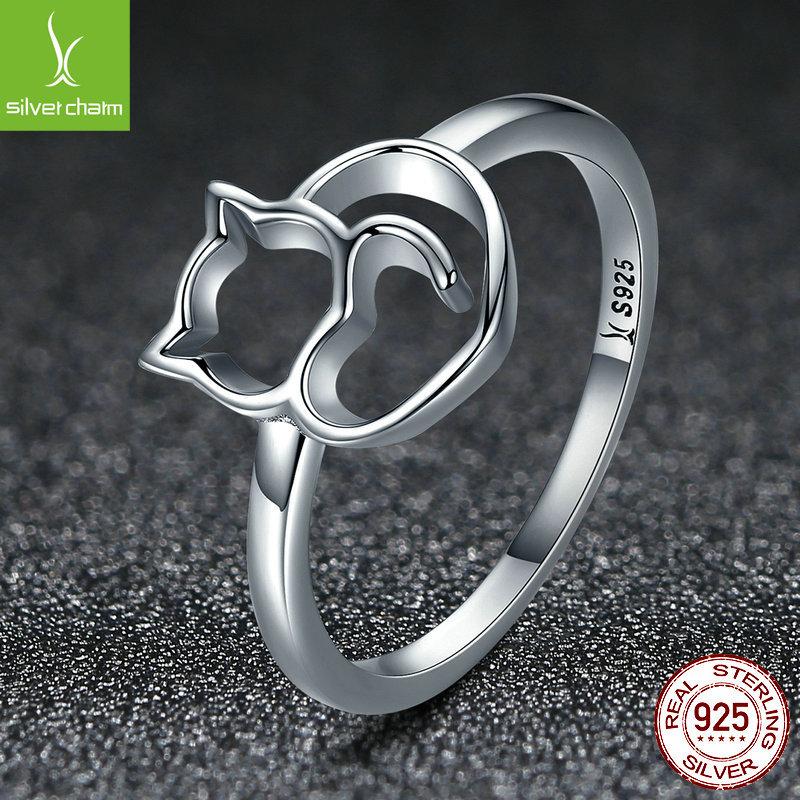 Кольцо из стерлингового серебра 925 пробы с кошкой, животное, персонализированное, сделай сам, женское кольцо
