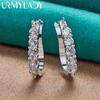 URMYLADY 925 Sterling Silver U Zircon Earrings For Women Wedding Fashion Charm Jewelry