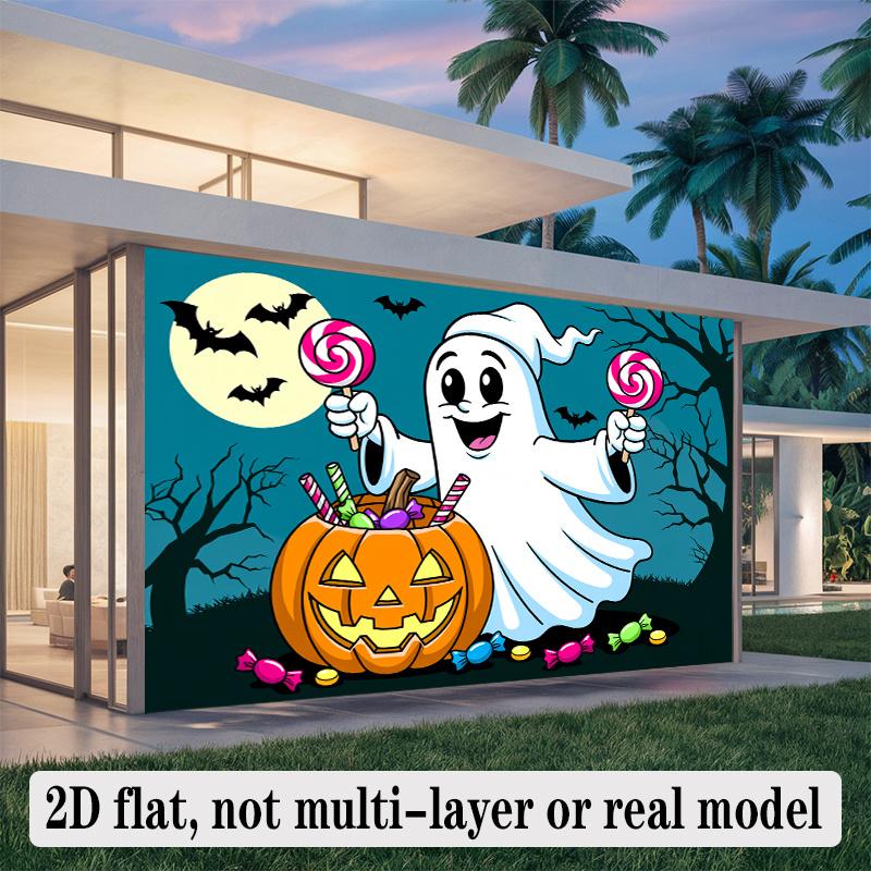 Halloween Backdrop Pumpkin Candy Ghosts Pumpkins Polyester Party Wall Decor