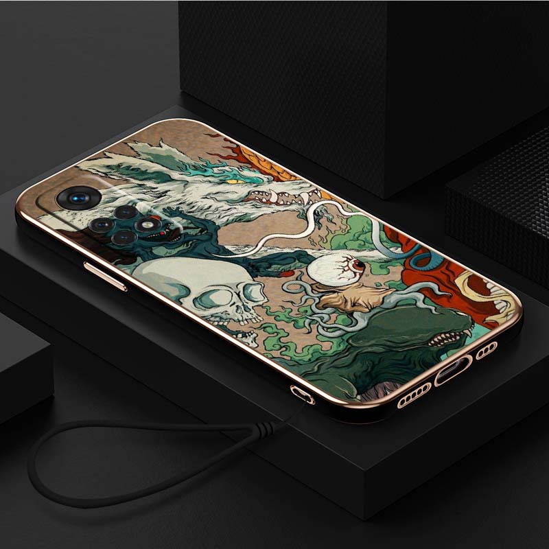 Роскошный чехол для телефона из ТПУ с ремешком для Xiaomi Poco F1 F3 F4 F5 M3 M4 M5 X3 X4 X5 PRO 11 Lite 11T 12T 13T чехлы A33 Чехол с дизайном дракона