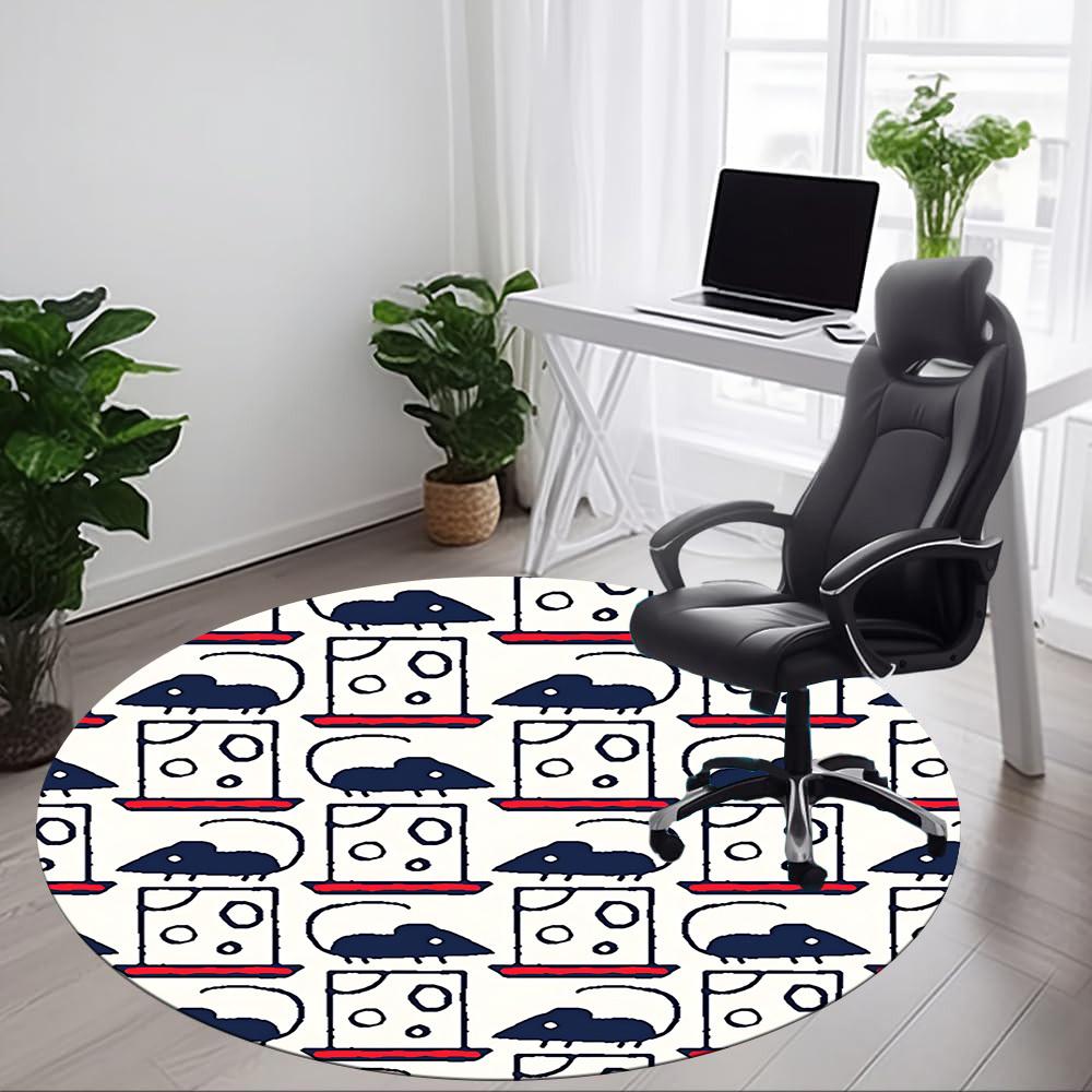 1pc Mouse Cheese Office Round Area Rug, Mat Suitable For Office, Under Office Chairs Bedroom Living Room Home Decor, Room Deco