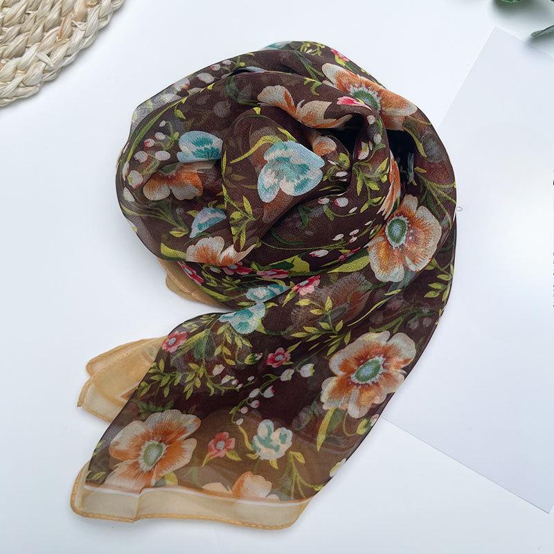 Four Season Thin Silk Scarf for Women High-end Mulberry Silk Scarf Long Versatile Fashion Shawl Scarf Beach Scarf