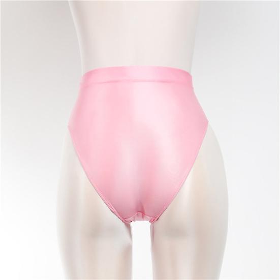 Women Panties Glossy High Waist Breathable Elastic Friendly To Skin Close
