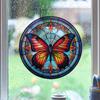 Retro Stained Hummingbird Butterfly Flower Film Window Glass Electrostatic Stickers Colorful