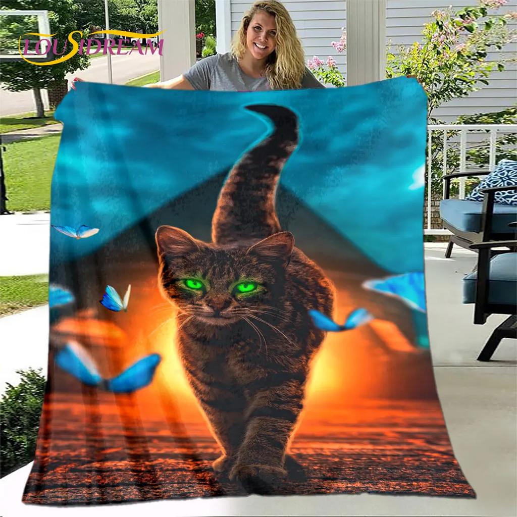 Одеяло с милым готическим котом из мультфильма 3D, фланелевое одеяло, теплое детское одеяло для дома, гостиной, спальни, кровати, дивана