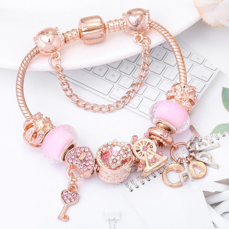 2019 New Crystal Women's Bracelet with Ferris Wheel & Heart Key Pendant