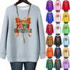 Ladies' Christmas Printed Round Neck Long Sleeved T-shirt Sweatshirt Top