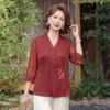 Стильная весенняя шифоновая рубашка с семью рукавами 2026 года для мам - Элегантный летний топ для женщин среднего и пожилого возраста