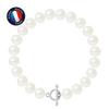 Bracelet - - Genuine Freshwater Cultured Pearl 9-10 Mm - 925 Silver - Stick Clasp - 18 Cm