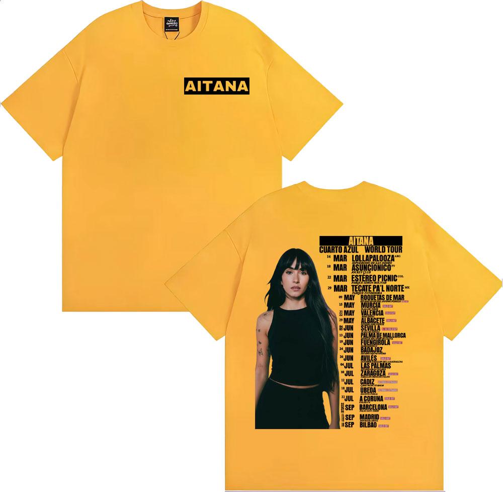 Aitana Cuarto Azul Wdrld Tour 2026 Tshirts Men Women Hip Hop Hipster High Street T Shirt Casual 100 Cotton Short Sleeve Tshirt