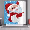 Яркая Рождественская шторка для душа с крючками Санта Клаус Водонепроницаемая ткань