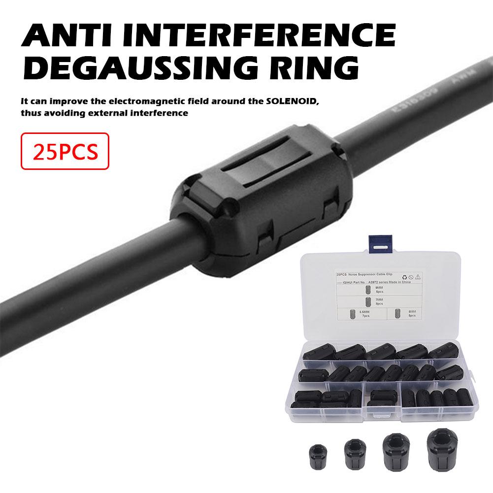 25 шт. Кабельный соединитель зажим 3,5 мм/5 мм/7 мм/9 мм Защелкивающийся кабельный соединитель Ферритовая бусина Подавитель шумов Защита от помех Тороидальный защелкивающийся зажим