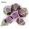 7 шт. красочные стандартные металлические кубики, набор твердых металлических многогранных кубиков, подходящий для ролевой игры, настольной игры, карточной игры
