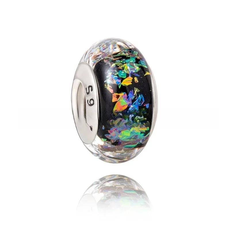 Новый Оригинальный Медный Шарм из Муранского Стекла Разноцветный Радужный Шарм Снежинки Звезды для Браслета Сделай Сам Женские Украшения