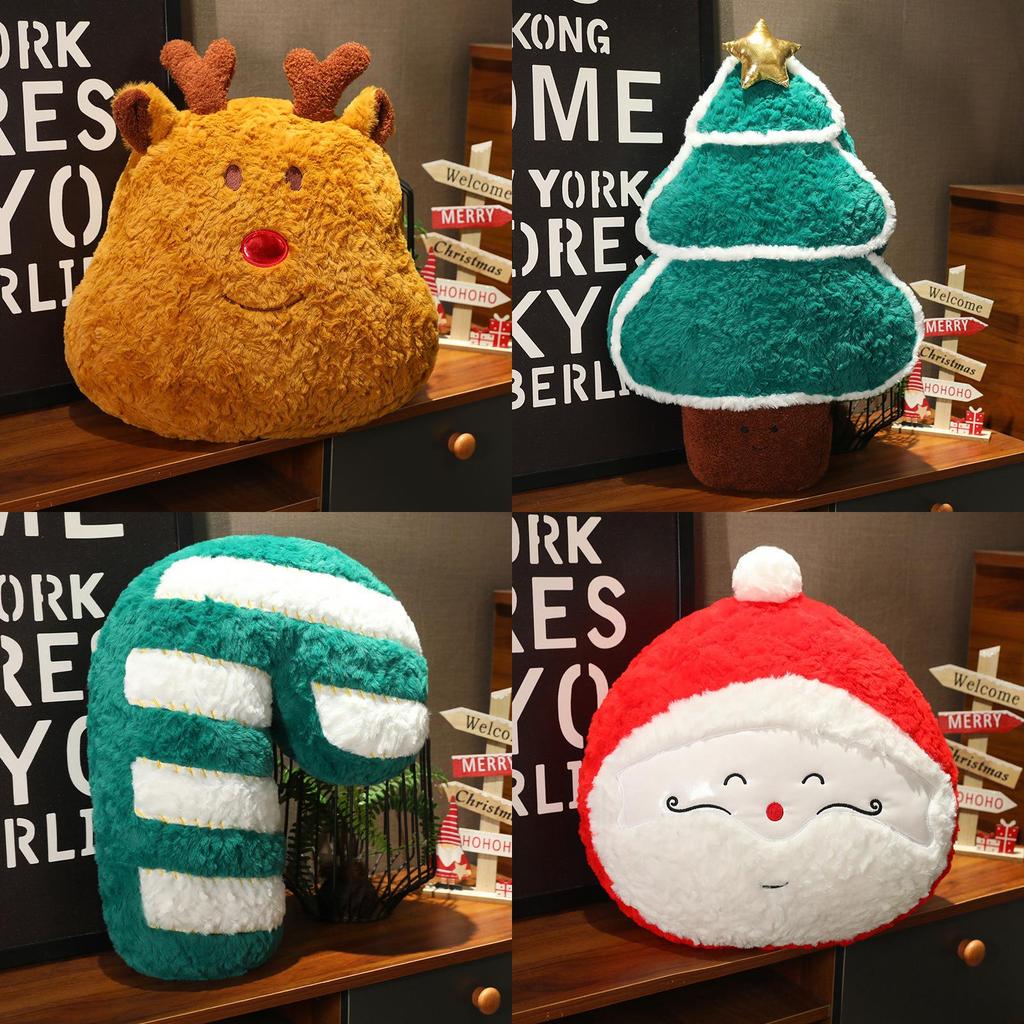 Уютная декоративная плюшевая подушка в виде рождественской елки для праздничного дивана и витрины