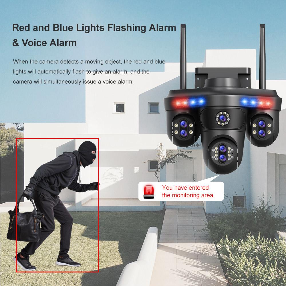 AIOOK 7 Объективов 4 Экрана Камера Безопасности 30X ЗУМ HD 35МП WiFi Камера Уличная IP66 Водонепроницаемая Цветная Ночная Видимость Мобильное Отслеживание IP CCTV