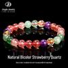 Jingde Natural Tourmaline Strawberry Crystal Women's Round Bead Bracelet Gift Jewelry.