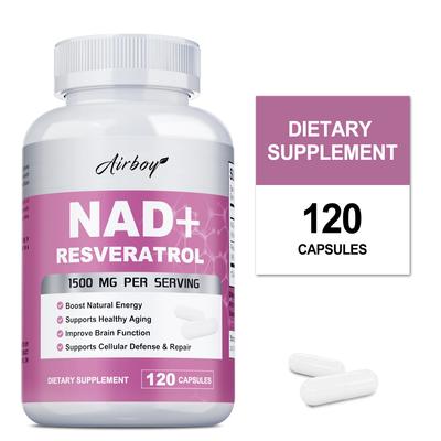 Капсулы с комплексом NAD+, Обогащенные экстрактом ресвератрола, Высокоэффективная формула, Подходит для взрослых