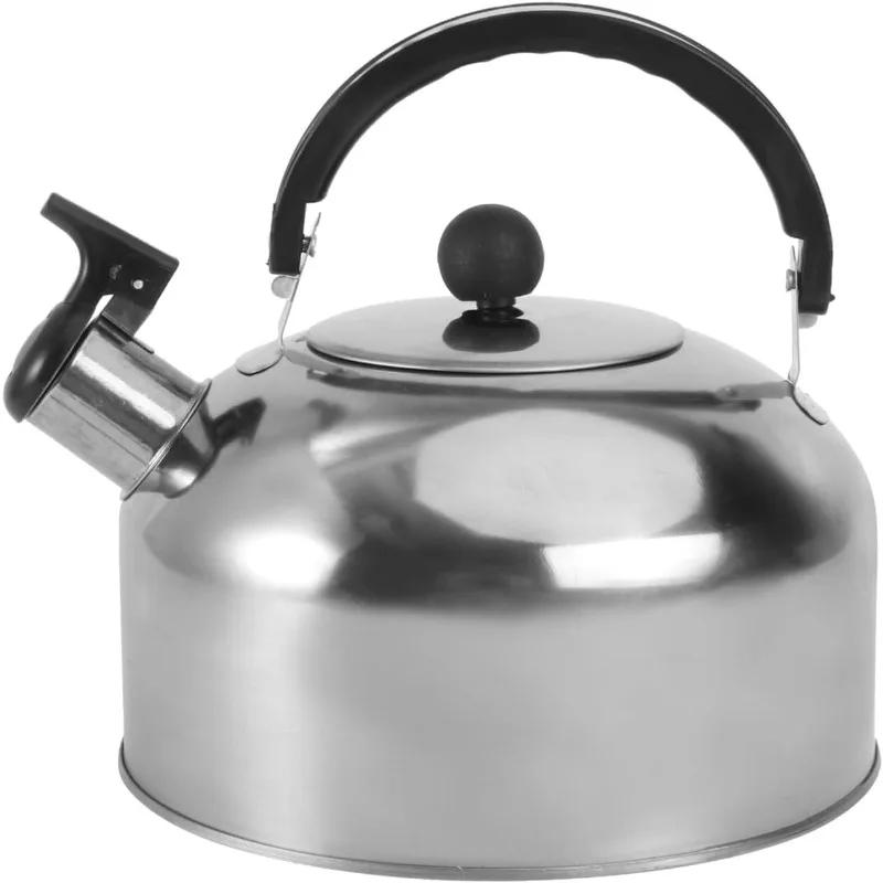 3L Stainless Steel Teapot Stove Gas Water Kettle Whistling Tea Kettle with Ergonomic Handle for Hiking Cooking Camping Outdoor
