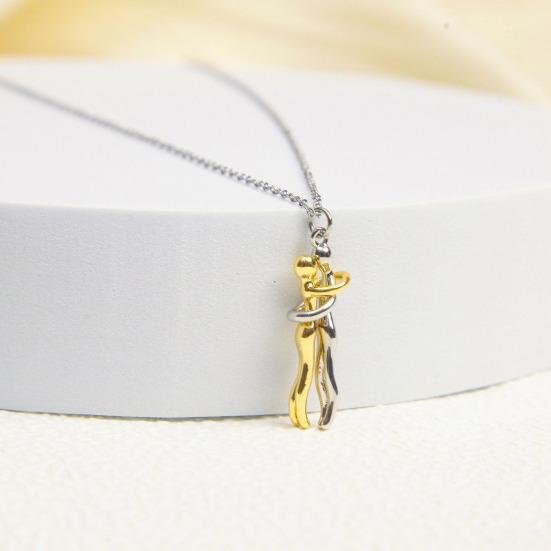 Ожерелье 'Объятие пары' Подвеска обнимающихся женщин и мужчин Символ любви Ювелирное изделие Подарок на День святого Валентина, годовщину для него, нее