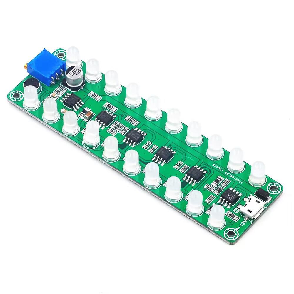 Acoustic Sensing Spectrum Audio Power Amplifier Level Meter LED Indicator Flash Melody Light Sound Partner DC 5V-12V