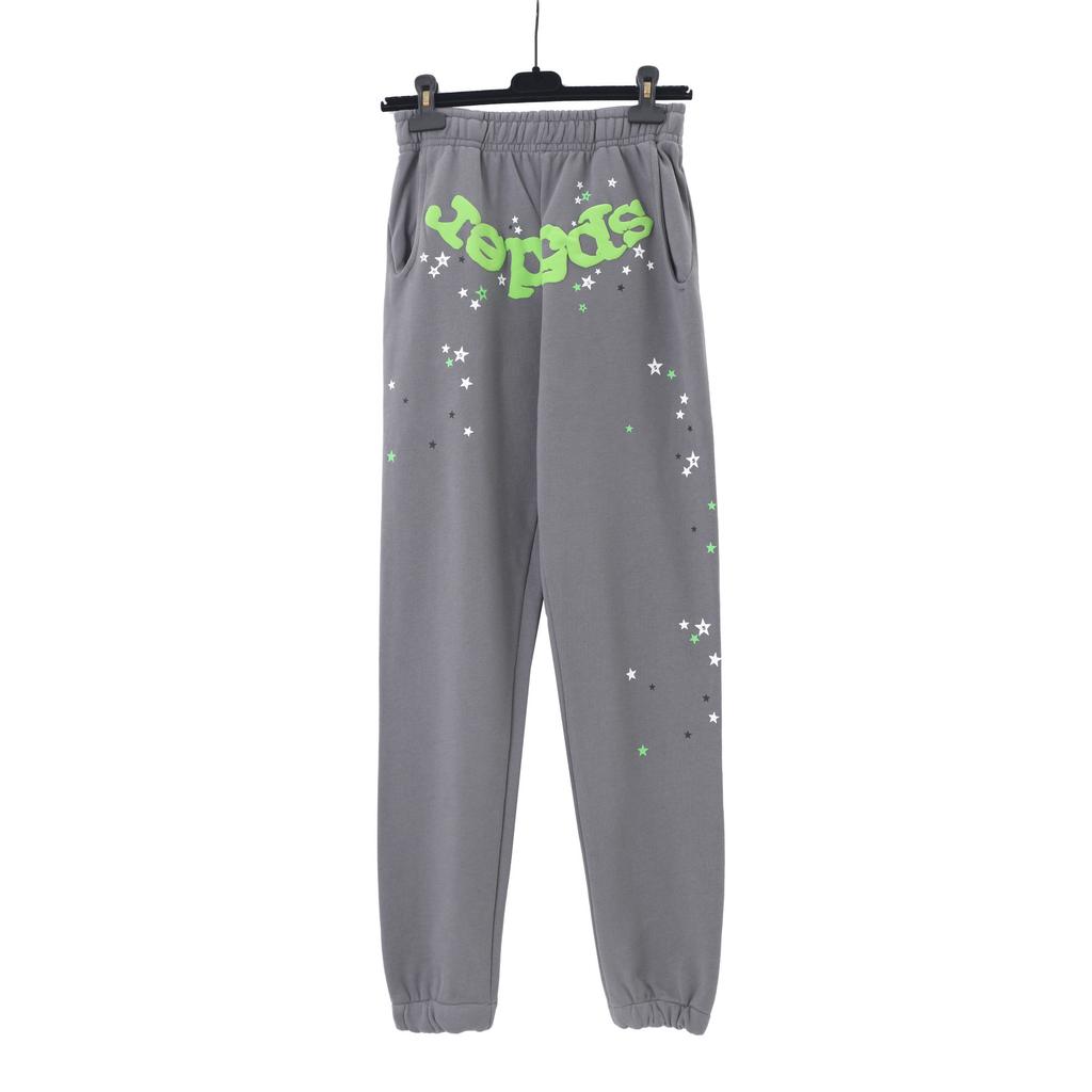 American high street trendy brand Sp5der letter star printed hoodie for men and women of the same sweater pants set wholesale