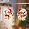 2D Flat Acrylic Cute Christmas Pug Dog Pets Dangle Earrings for Dog Mon Gifts Lovers Anime Puppy Jewelry for Women Holiday Party Decorations