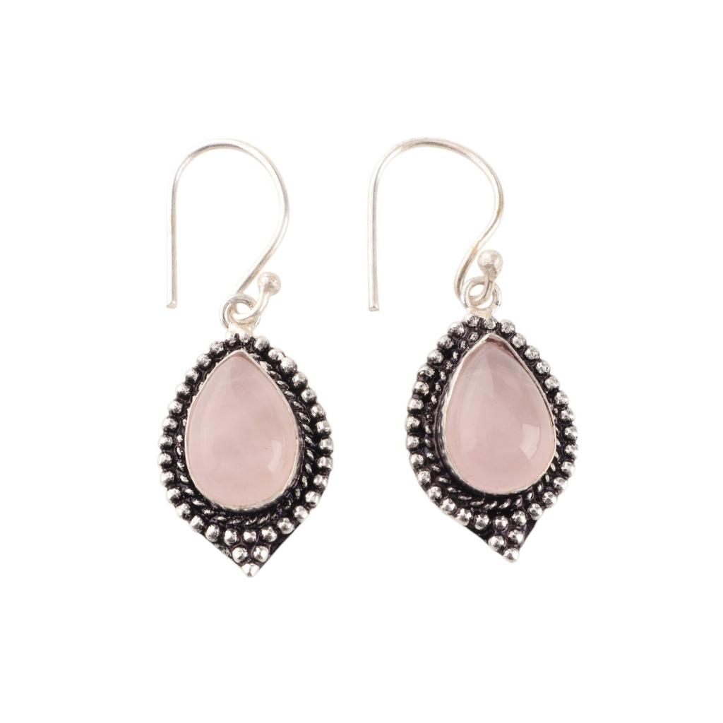 Серьги с розовым кварцем из серебра 925 пробы, ручная работа, рождественский подарок EE-164-27