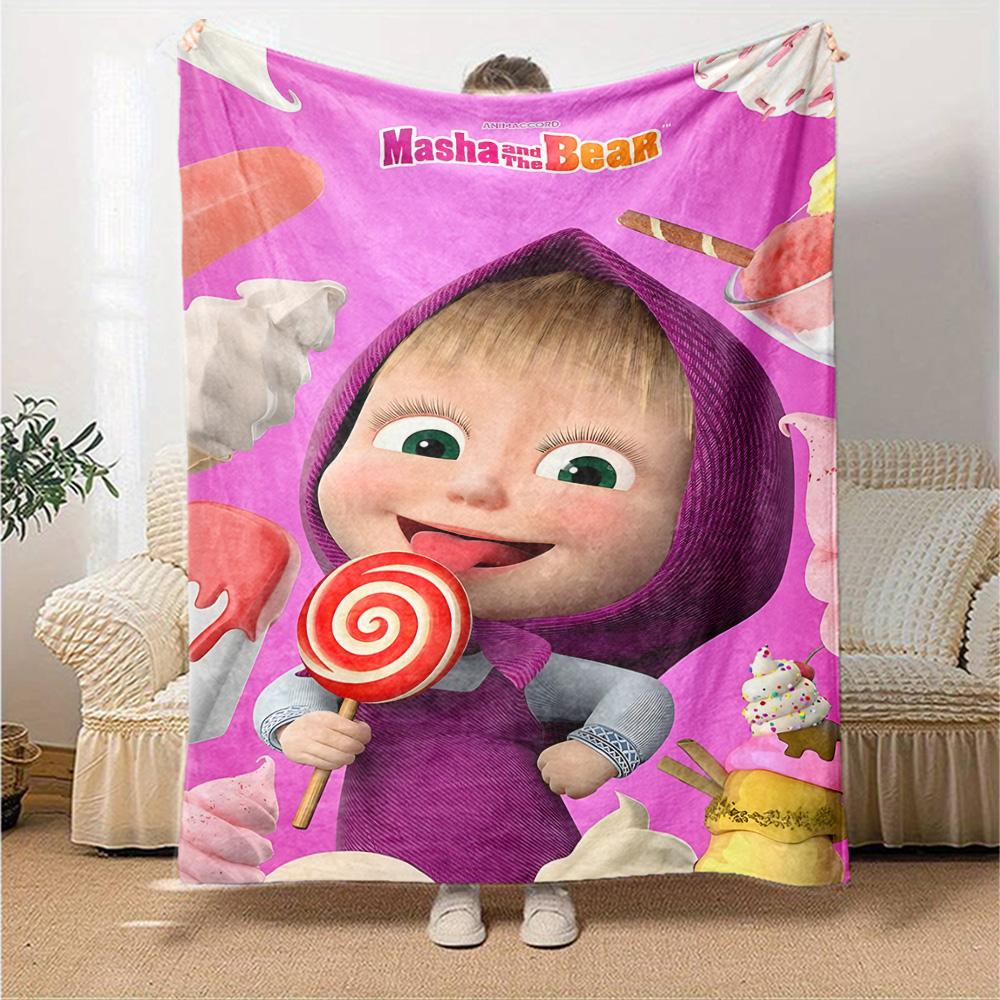 Masha'S Sweet Adventure Flannel Blanket Super Soft Warm Cozy Blanket For Sofa Bed Office Travel Allseason Home Decor Gift