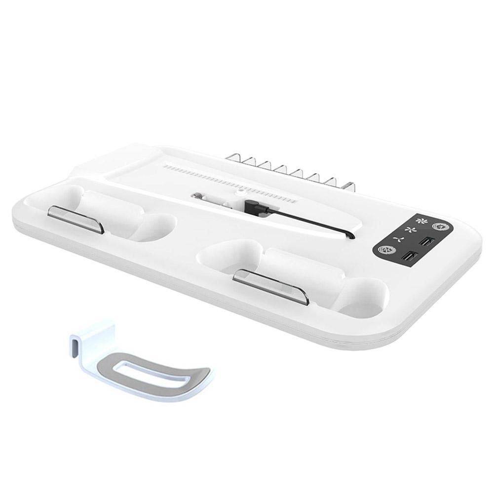 Охлаждающая подставка для консоли PS5 Slim, подставка для зарядки контроллеров с крючком для гарнитуры, с RGB-подсветкой, слот для игр для PS5 Slim с дисководом и цифровой версии