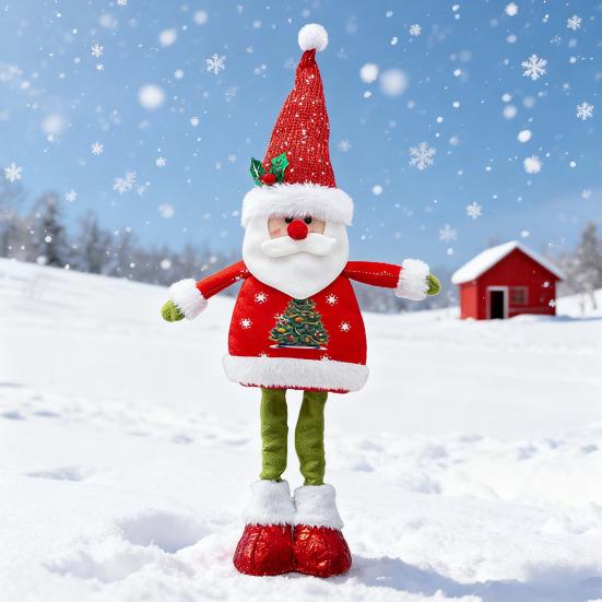 Рождественская кукла-украшение с выдвижными длинными ногами, плюшевая кукла Санта/Снеговик/Олень, игрушка, настольное стоячее украшение для подоконника, полки, каминной полки