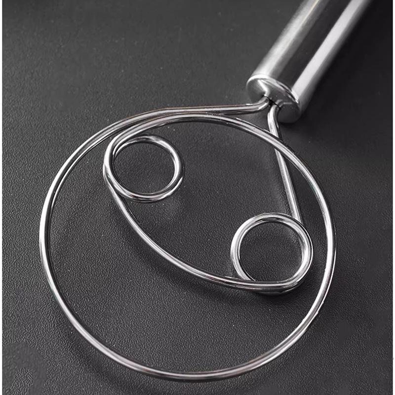 Ручной миксер из нержавеющей стали для муки, венчик для порошка, двухконтурный спиральный миксер для муки, миксер для теста, миксер для лапши