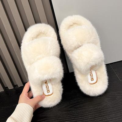 Красные пушистые тапочки на толстой подошве для женщин для ношения на улице осенью и зимой, новые пушистые ленивые домашние хлопковые швабры