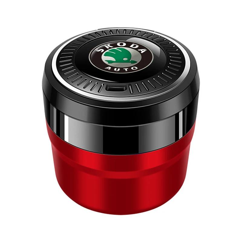 Car Ashtray LED Ceramic Liner For Skoda Octavia Fabia Superb Kodiaq Karoq Kamiq Rapid Yeti Roomster Auto Accessories Keyring EH4
