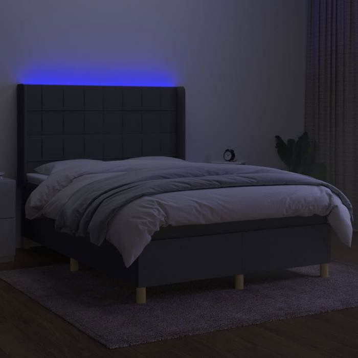 Maison Exclusive - Sommier à lattes de lit matelas LED Gris foncé 140x200 cm Tissu