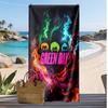 Green Day Custom Beach Towel, Print Your Name Text Lightweight Absorbent Towel for Swimming Travel
