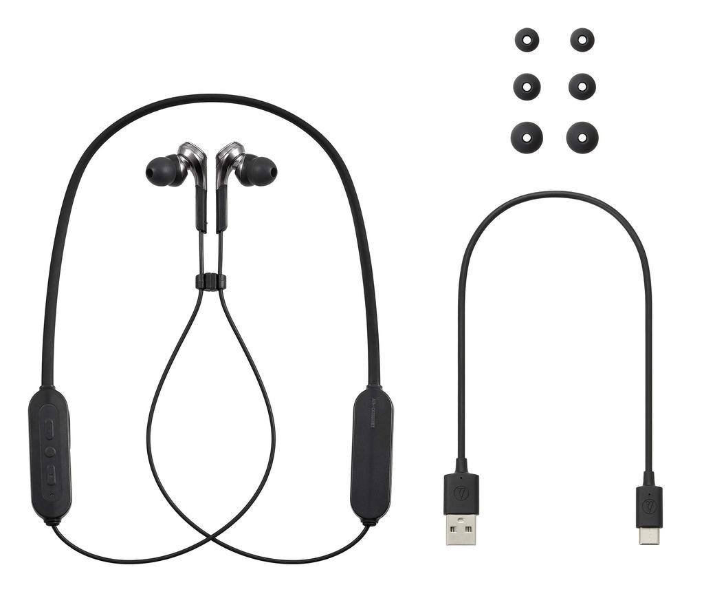 Audio Technica GM Wireless Earphones Bluetooth Heavy Bass SOLID BASS with Microphone Gun Metallic GM ATH-CKS660XBT ATH-CKS660XBT