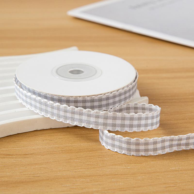 10yards/Roll Wave Edge Candy-Colored Plaid Ribbon 1CM Lace Checkered DIY Hair Accessories Gift Cake Box Decor Bouquet Bow