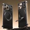 For iPhone 16 Pro Max Magnetic Case with Kickstand Borderless PU+Metal Drop Proof Phone Back Cover