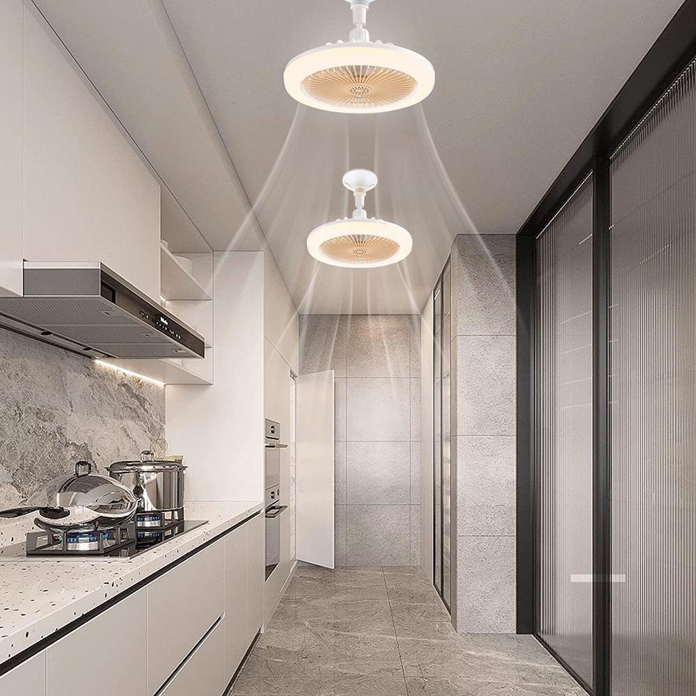 Умный потолочный вентилятор 2 в 1 со светодиодной подсветкой Тихий 30 Вт E27 Диммируемая лампа-вентилятор с пультом дистанционного управления Регулируемый воздуховод для спальни, гостиной, кухни