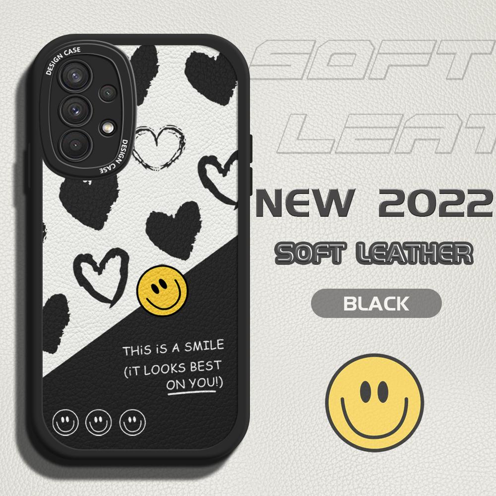 Тонкий кожаный чехол-накладка с рисунком в виде мультяшной улыбки в стиле INS из искусственной кожи для Samsung Xiaomi Poco Redmi