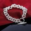 925 Sterling Silver Hollow Circular Chain Bracelet Wedding Fashion Jewelry