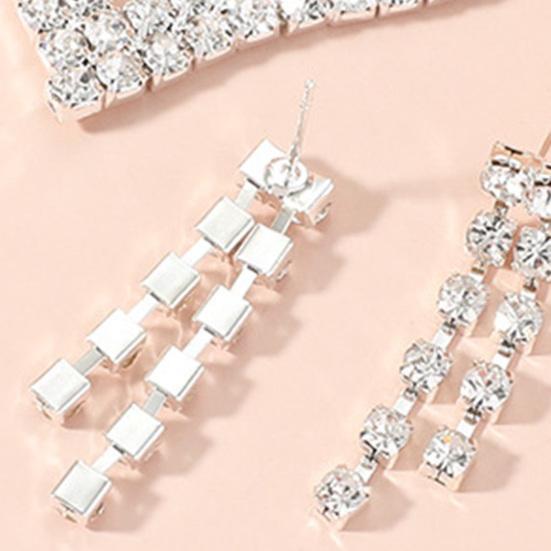 1 компл. женское ожерелье, серьги с кисточками и стразами, ювелирные изделия, изысканный элегантный комплект ювелирных изделий для повседневного ношения