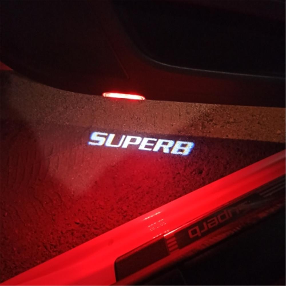 AHUQ1 NEW LED Car Door Ghost Shadow Welcome Warning Light Accessories For Skoda Superb 2 MK2 3 MK3 3U 3V 3T B5 B6 B7 B8 2009 - 2020