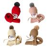 2 Pcs Kids Winter Hat Scarf Set Soft Cable Knitted Pom-Pom Hat Warm Scarf Set for Boys Girls Toddlers
