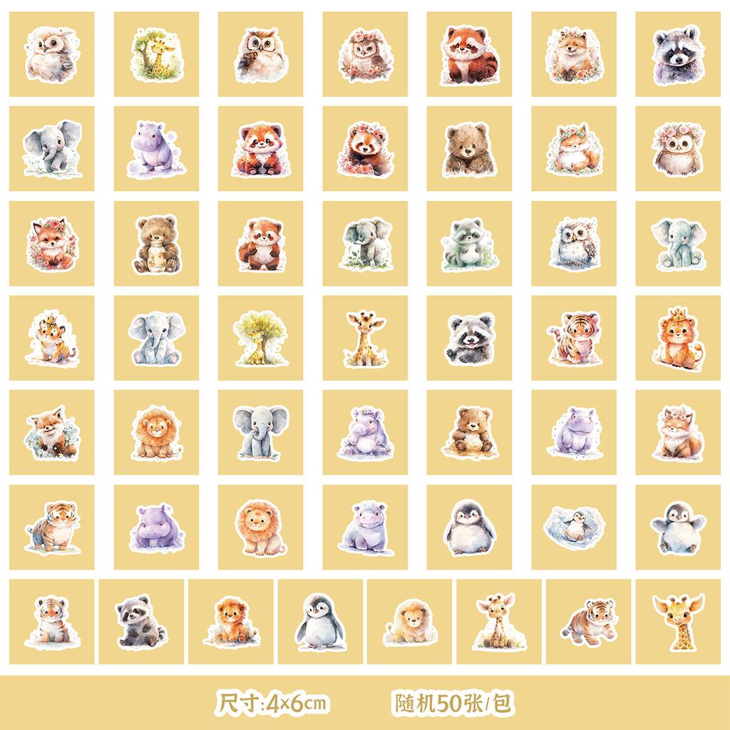 50 Non-Repeat Animal Graffiti Stickers Mobile Ticket Decoration Waterproof Stickers DIY Hand Account Stickers