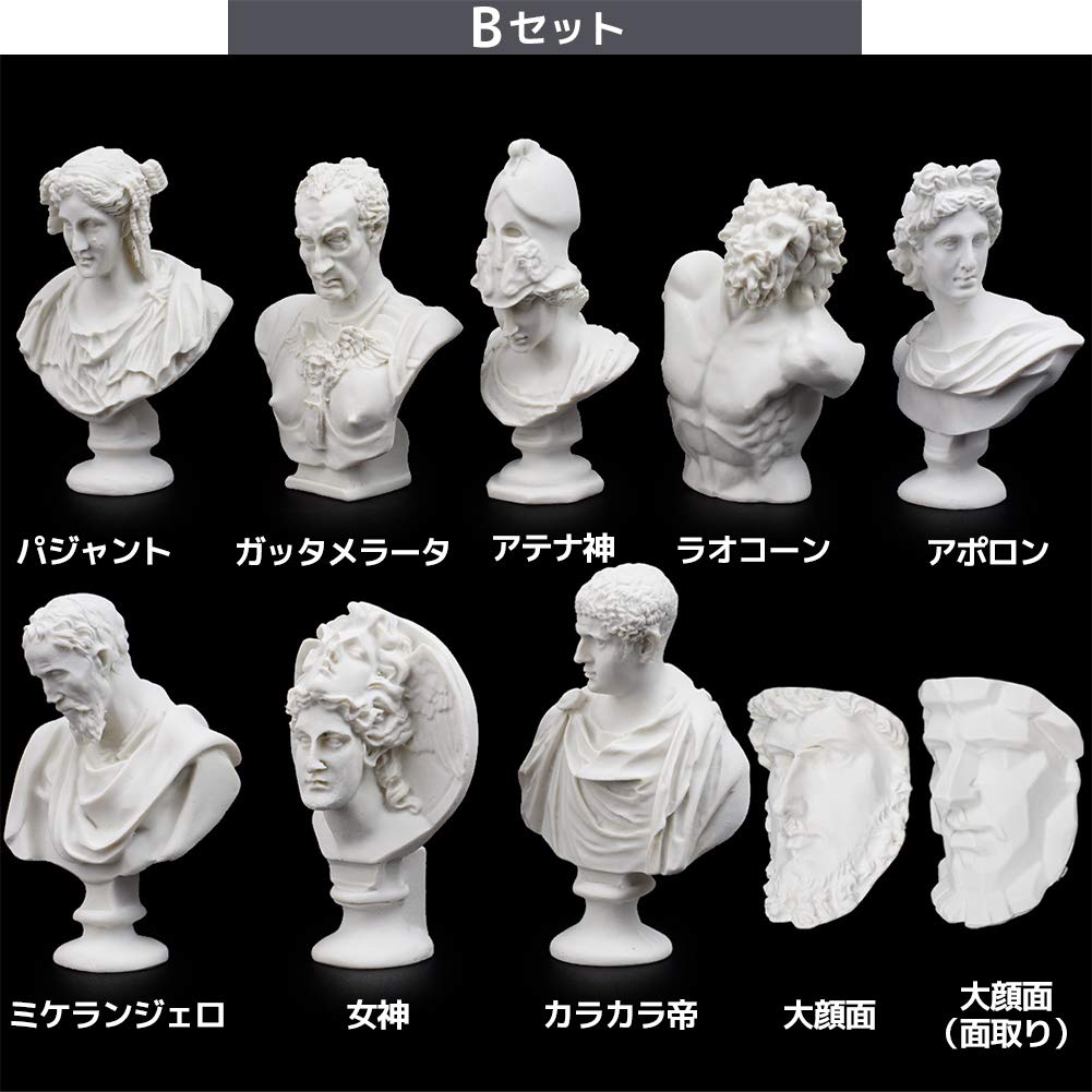[FUPUTWO] Miniature Plaster Bust Statue Figures, Resin Sketch Drawing Model Replica Set, Classical Plaster-Style Art Decor (Type C)