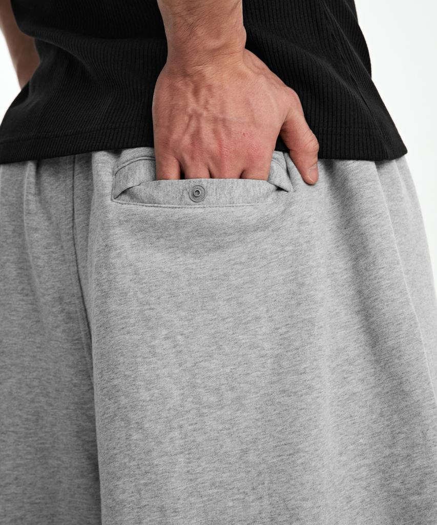 BORN TO WIN Chrome B Logo Half Pants Long Ver [Melange Grey]
