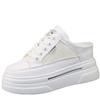 Fashion 2024 Baotou Mesh Breathable Half Slippers Sneakers Women's 2024 Spring Summer New Height Increase 8cm No Heel Slip-on Shoes