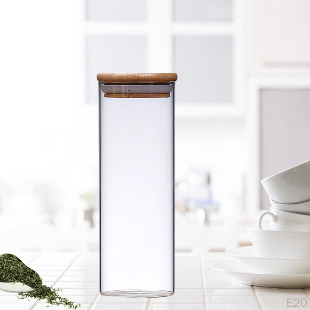 Банка с герметичной бамбуковой крышкой Контейнер для хранения продуктов Кухонный инструмент Штабелируемая Конфеты Специи Рис